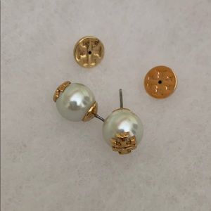Tory Burch Logo Pearl Earrings